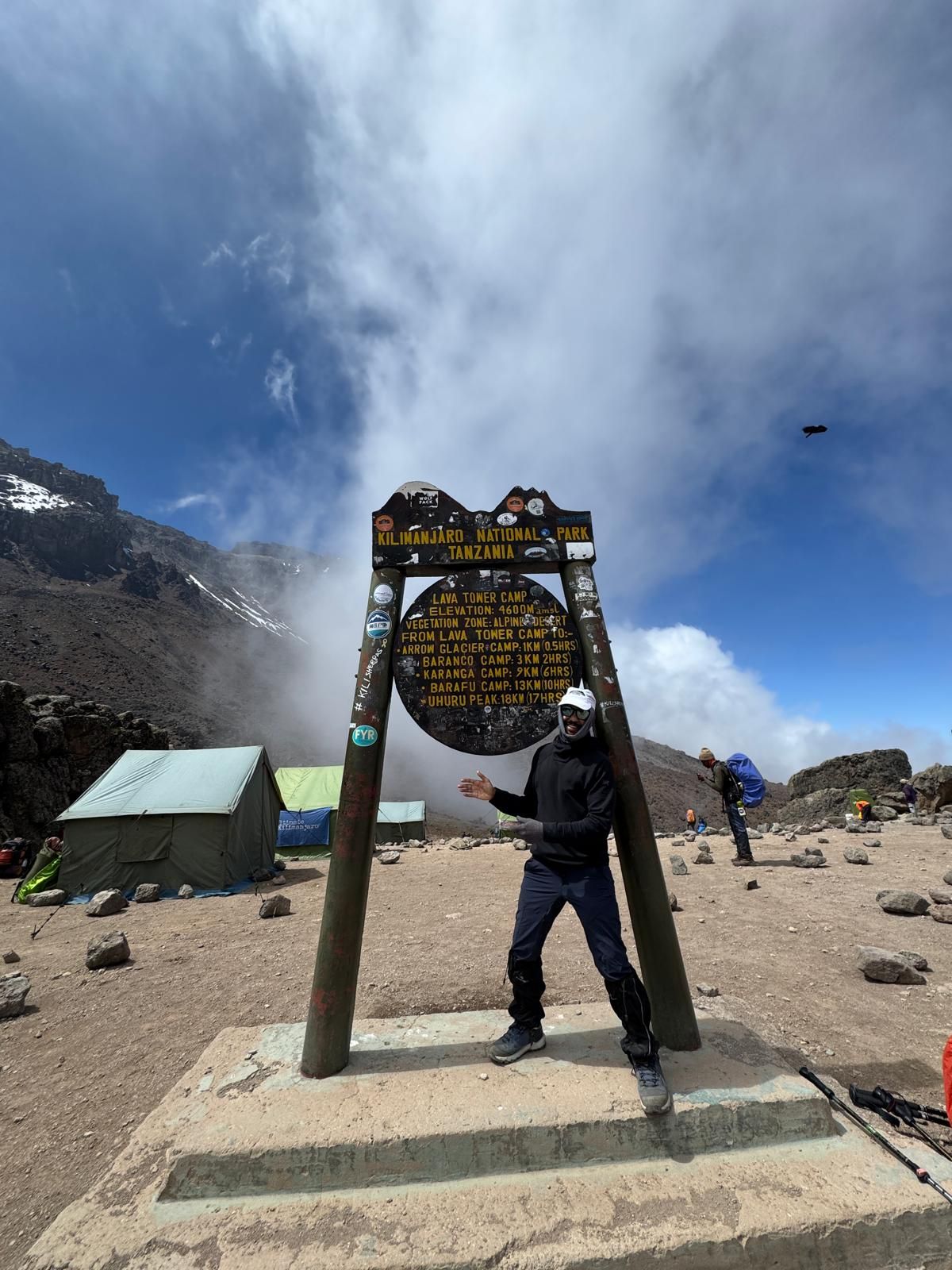 Ahmed at Lava Tower, 4,600m on Kilimanjaro