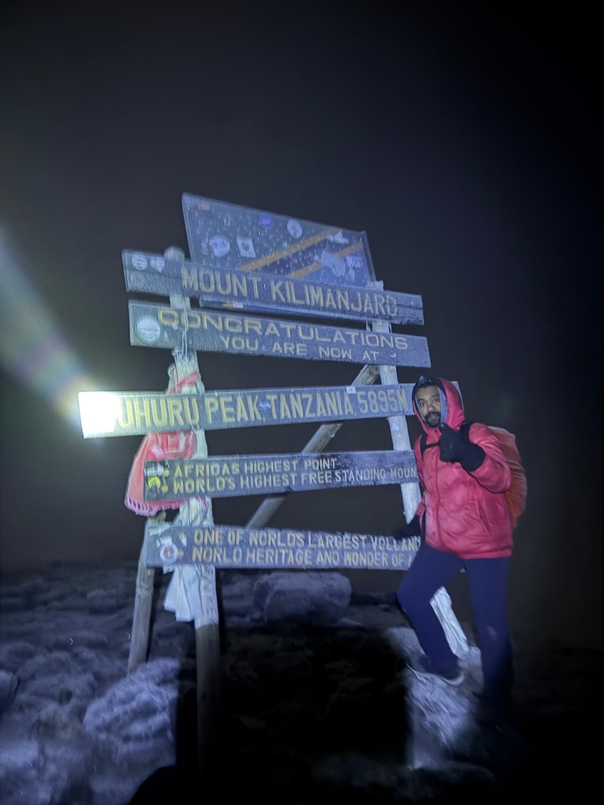 Ahmed at Uhuru Peak, 5,895m - summit of Kilimanjaro